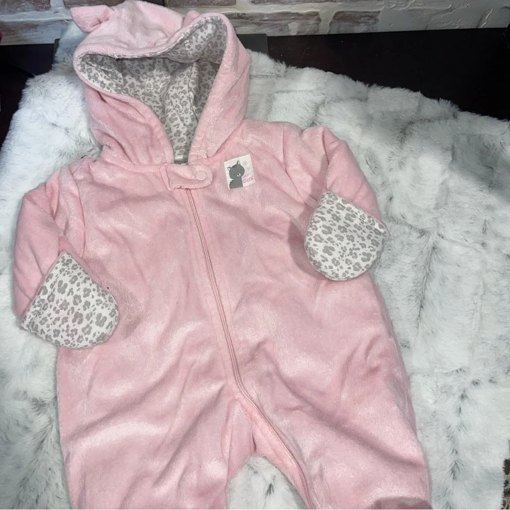 Carter's Pink Fleece Hooded Footie bunting NB